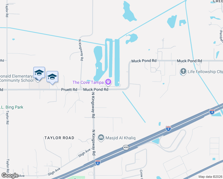 map of restaurants, bars, coffee shops, grocery stores, and more near 6143 Muck Pond Road in Seffner