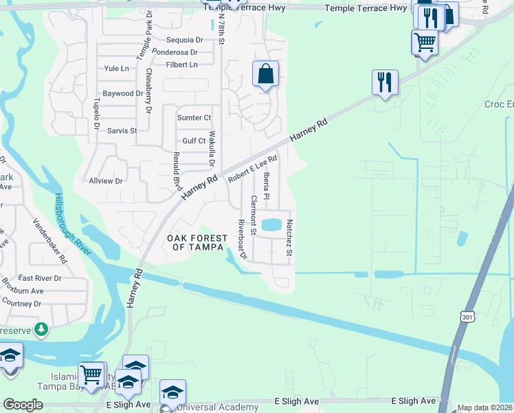 map of restaurants, bars, coffee shops, grocery stores, and more near 801 Chaperon Court in Tampa