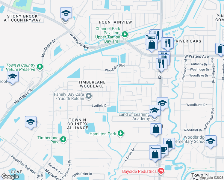 map of restaurants, bars, coffee shops, grocery stores, and more near 9510 Brayfield Court in Tampa
