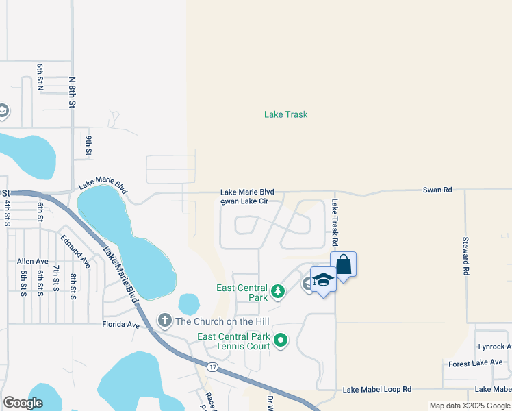 map of restaurants, bars, coffee shops, grocery stores, and more near 1612 Swan Lake Circle in Dundee