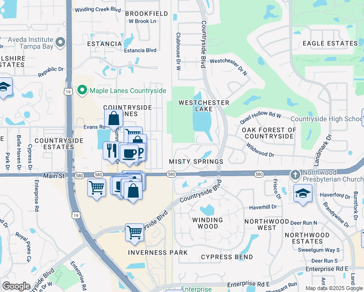 map of restaurants, bars, coffee shops, grocery stores, and more near 2666 Sabal Springs Circle in Clearwater