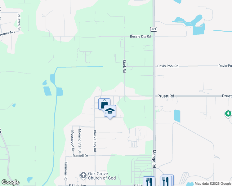 map of restaurants, bars, coffee shops, grocery stores, and more near 6502 Joe Luke Lane in Seffner