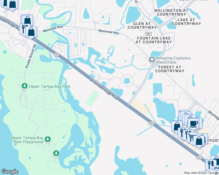 map of restaurants, bars, coffee shops, grocery stores, and more near 12401 West Hillsborough Avenue in Tampa