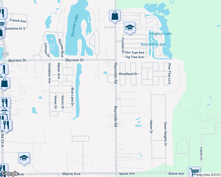 map of restaurants, bars, coffee shops, grocery stores, and more near 18 Spock Court in Lakeland