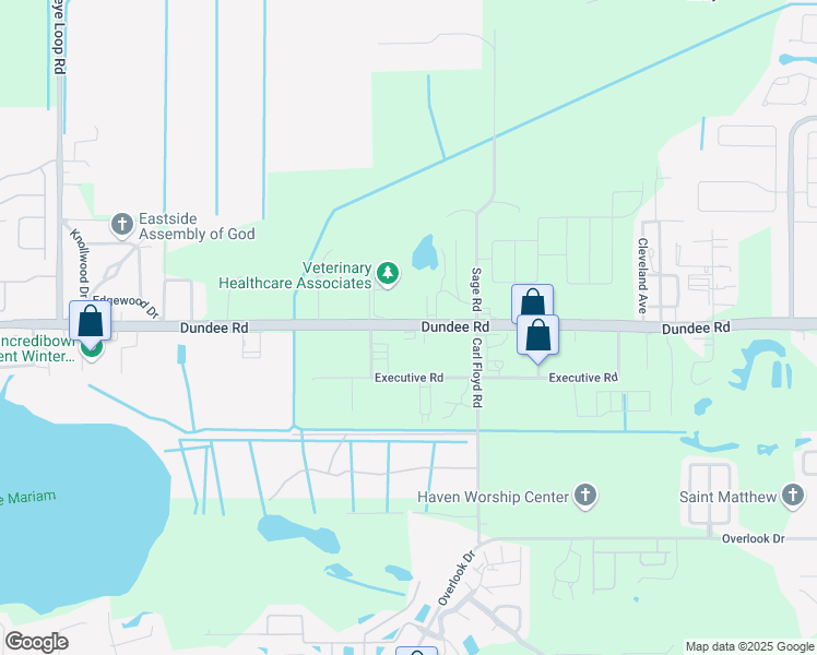 map of restaurants, bars, coffee shops, grocery stores, and more near 3232 Dundee Road in Cypress Gardens