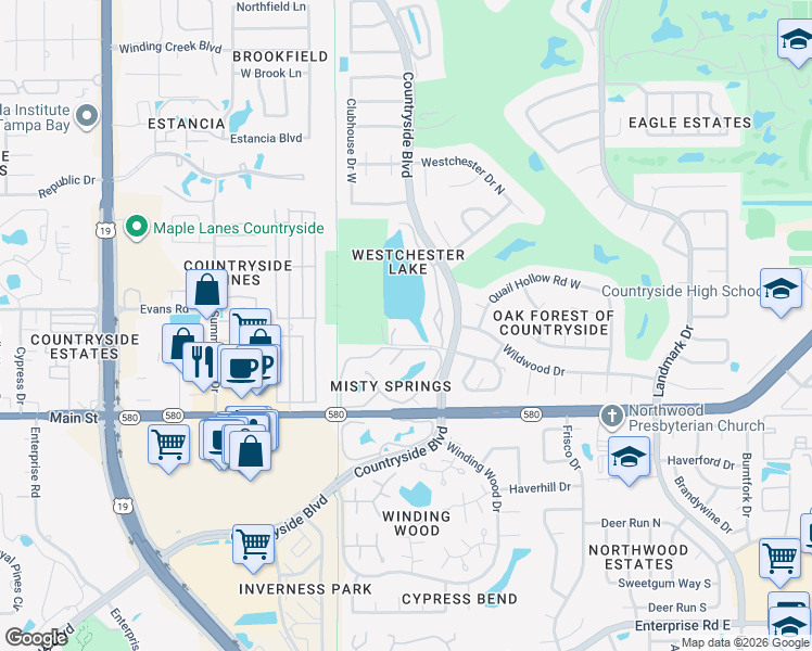 map of restaurants, bars, coffee shops, grocery stores, and more near 2648 Sabal Springs Drive in Clearwater