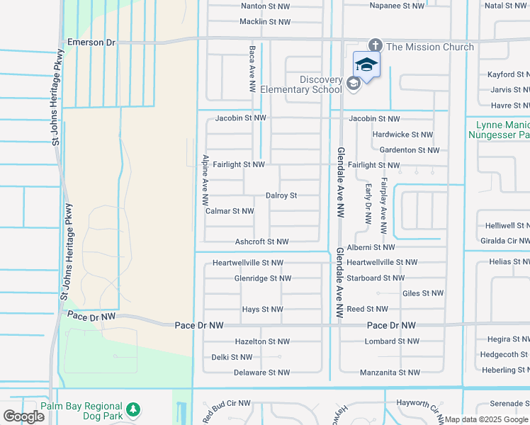 map of restaurants, bars, coffee shops, grocery stores, and more near 966 Black Coral Avenue Northwest in Palm Bay