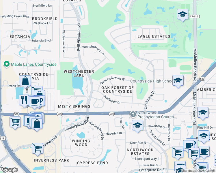 map of restaurants, bars, coffee shops, grocery stores, and more near 2760 Long View Drive in Clearwater