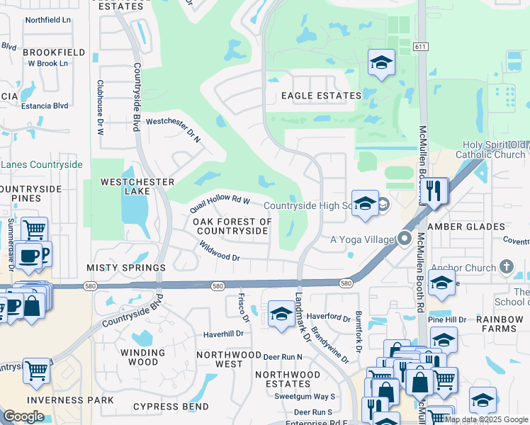 map of restaurants, bars, coffee shops, grocery stores, and more near 2866 Cedar Run Court in Clearwater