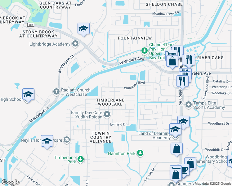 map of restaurants, bars, coffee shops, grocery stores, and more near 9310 Candlemaker Court in Tampa