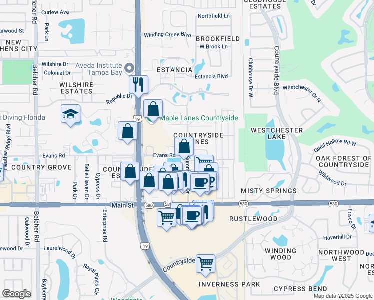 map of restaurants, bars, coffee shops, grocery stores, and more near 2796 Summerdale Dr in Clearwater