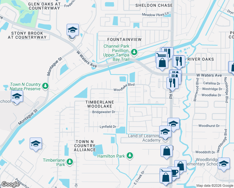 map of restaurants, bars, coffee shops, grocery stores, and more near 9212 Dalwood Court in Tampa