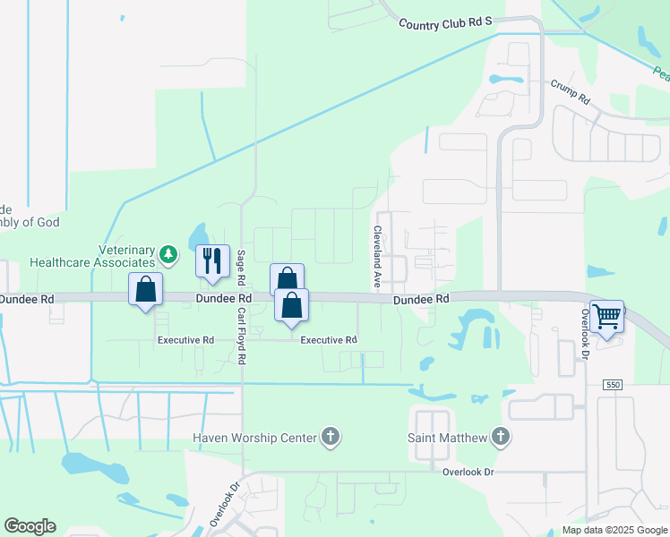 map of restaurants, bars, coffee shops, grocery stores, and more near 3711 Dundee Road in Winter Haven