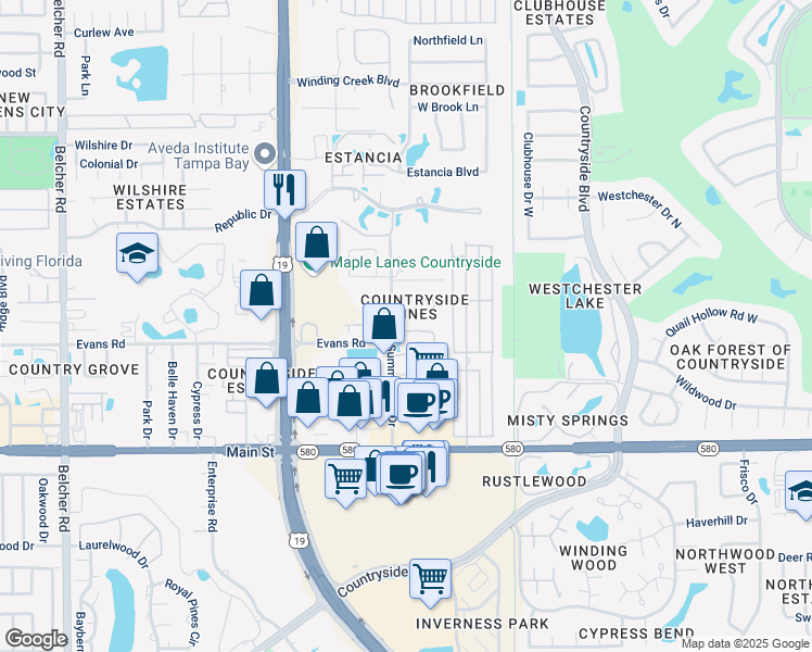map of restaurants, bars, coffee shops, grocery stores, and more near 2796 Summerdale Drive in Clearwater