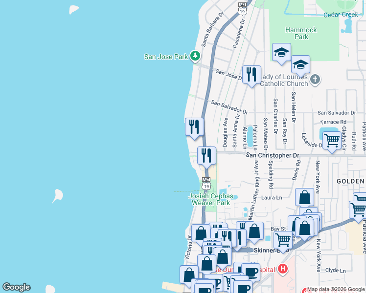 map of restaurants, bars, coffee shops, grocery stores, and more near 247 Spring Street in Dunedin
