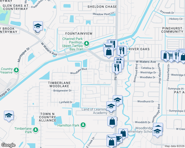 map of restaurants, bars, coffee shops, grocery stores, and more near 9101 Post Oak Court in Tampa