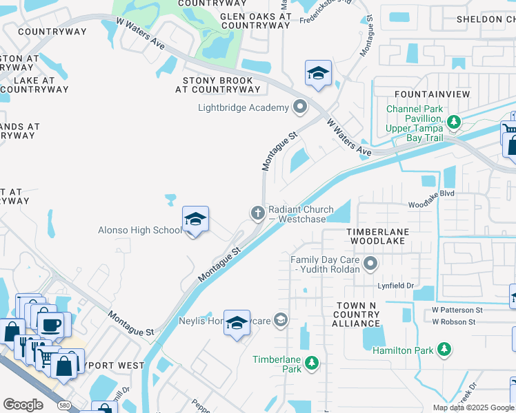 map of restaurants, bars, coffee shops, grocery stores, and more near 8304 Montague Street in Tampa