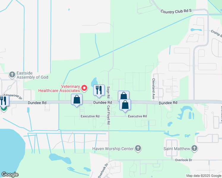 map of restaurants, bars, coffee shops, grocery stores, and more near 3235 Avenue G Northwest in Winter Haven