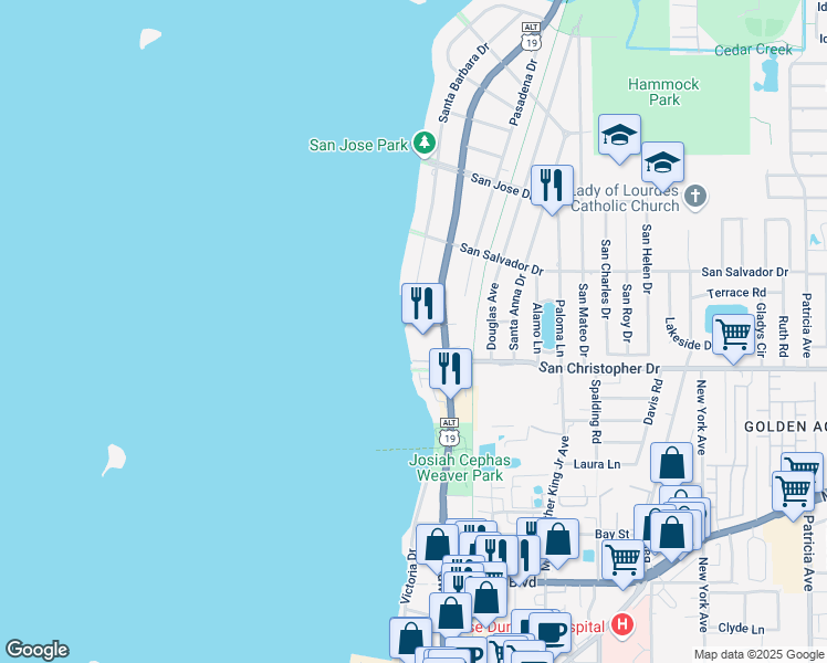 map of restaurants, bars, coffee shops, grocery stores, and more near 247 Spring Street in Dunedin