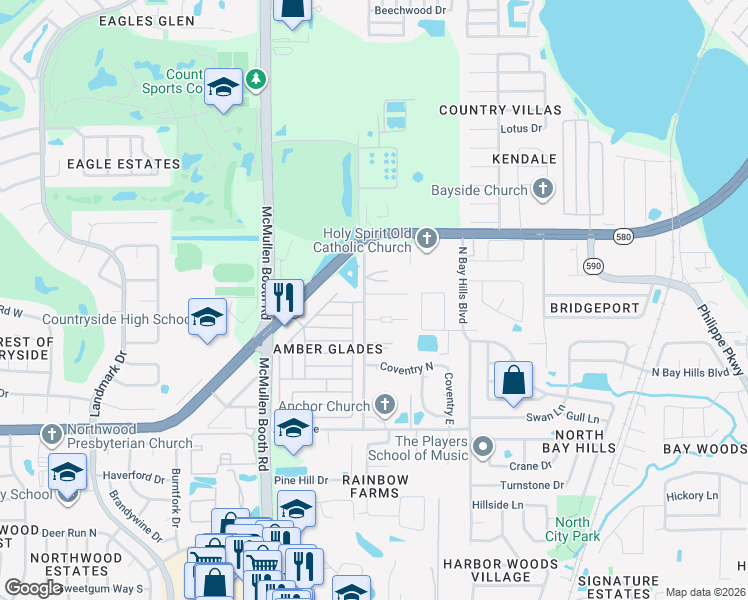 map of restaurants, bars, coffee shops, grocery stores, and more near 1716 Bermuda Court in Safety Harbor