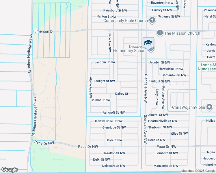 map of restaurants, bars, coffee shops, grocery stores, and more near 1059 Bowsprit Avenue Northwest in Palm Bay