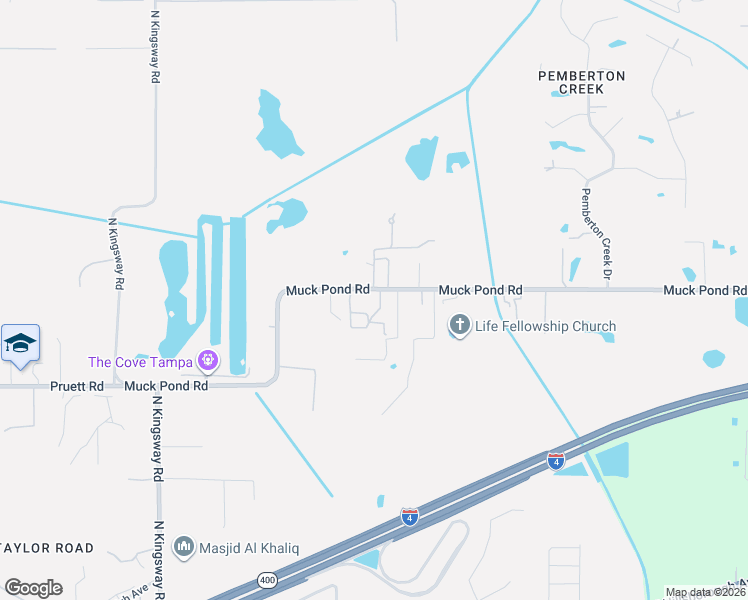 map of restaurants, bars, coffee shops, grocery stores, and more near 6345 Muck Pond Road in Seffner