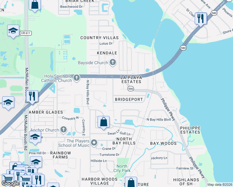 map of restaurants, bars, coffee shops, grocery stores, and more near 531 Walker Road in Safety Harbor