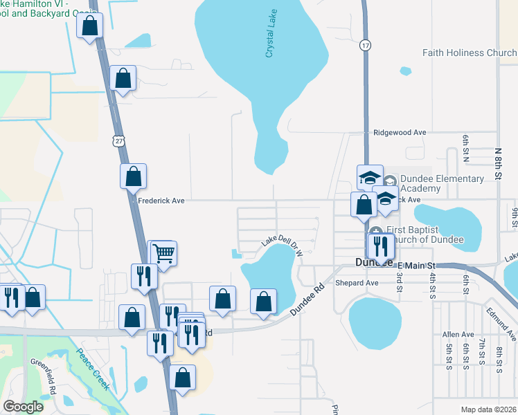 map of restaurants, bars, coffee shops, grocery stores, and more near 306 Frederick Avenue in Dundee