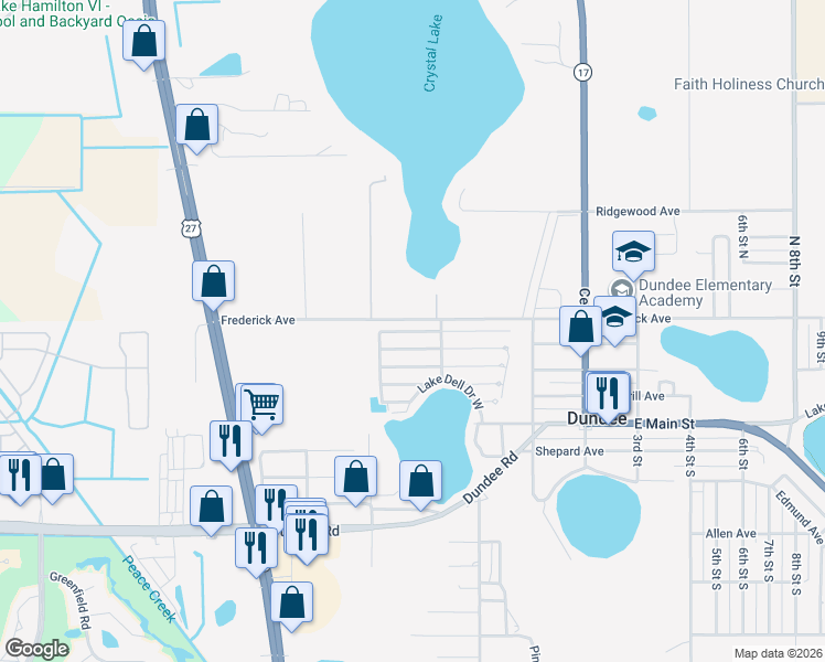 map of restaurants, bars, coffee shops, grocery stores, and more near 306 Frederick Avenue in Dundee