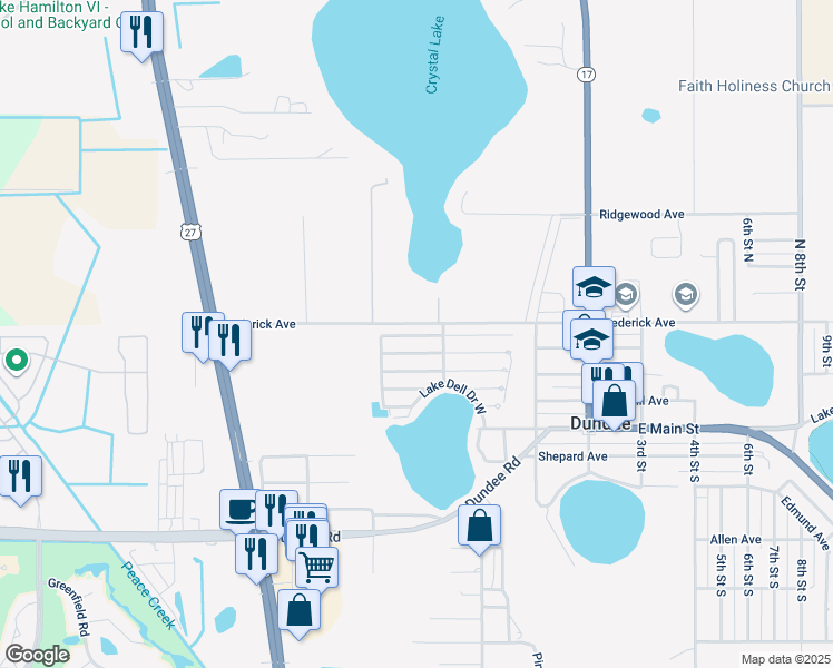 map of restaurants, bars, coffee shops, grocery stores, and more near 306 Frederick Avenue in Dundee