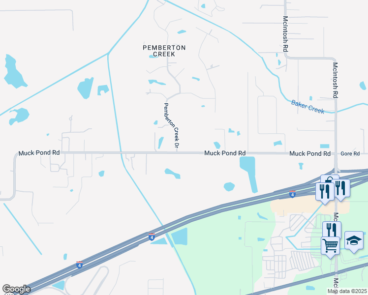 map of restaurants, bars, coffee shops, grocery stores, and more near 1504 Pemberton Creek Drive in Seffner