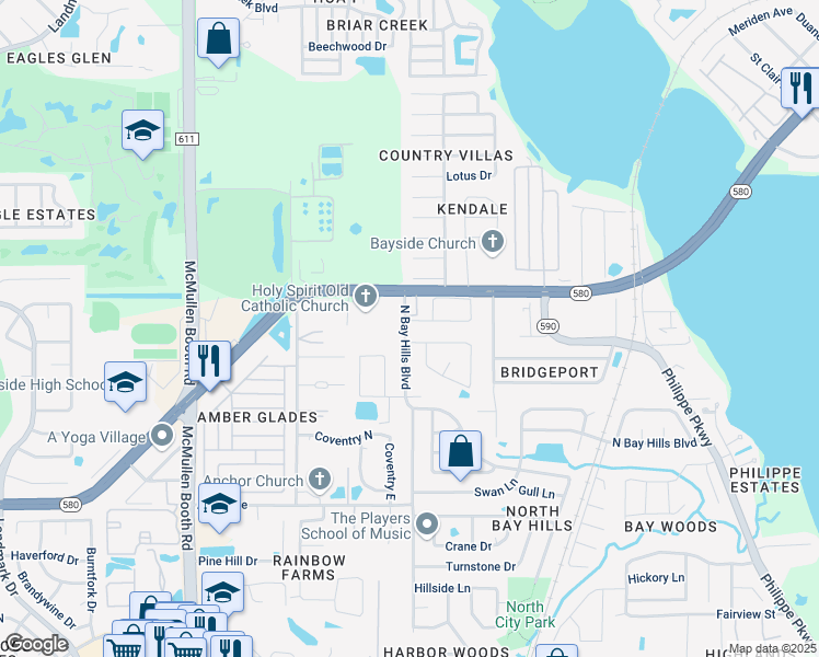 map of restaurants, bars, coffee shops, grocery stores, and more near 3297 Florida 580 in Safety Harbor