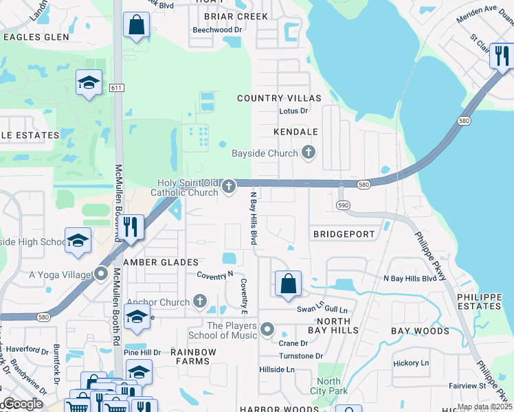 map of restaurants, bars, coffee shops, grocery stores, and more near 3297 Florida 580 in Safety Harbor