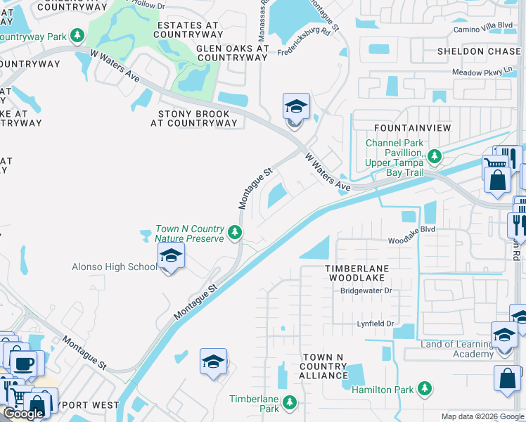 map of restaurants, bars, coffee shops, grocery stores, and more near 8531 Heyward Road in Tampa
