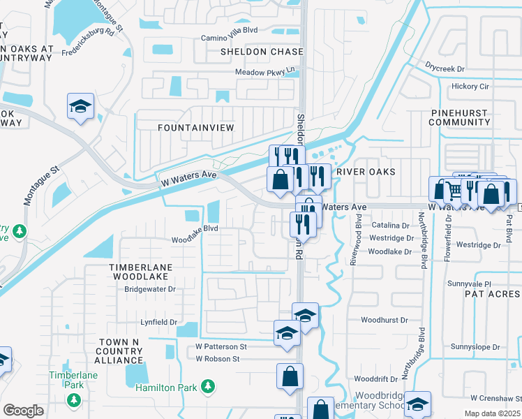 map of restaurants, bars, coffee shops, grocery stores, and more near 8907 Shandwick Court in Tampa