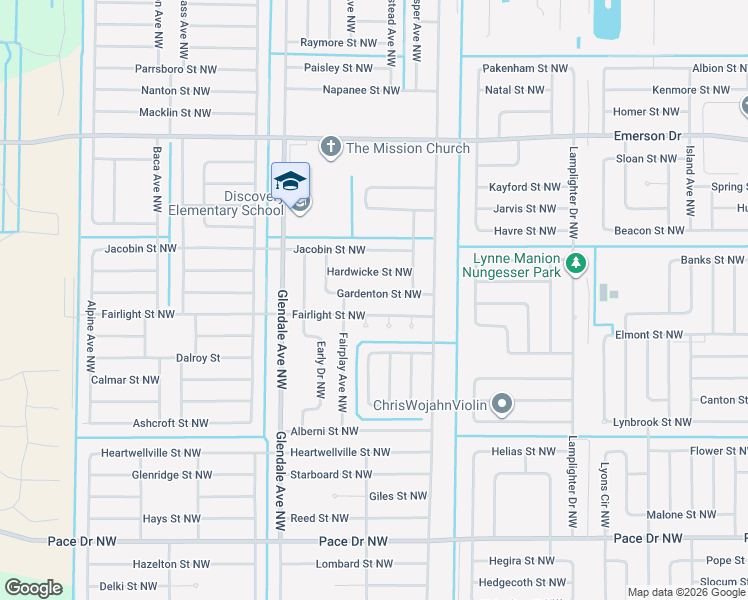 map of restaurants, bars, coffee shops, grocery stores, and more near 1580 Gardenton Street Northwest in Palm Bay
