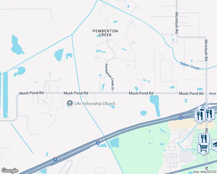 map of restaurants, bars, coffee shops, grocery stores, and more near 1504 Pemberton Creek Drive in Seffner