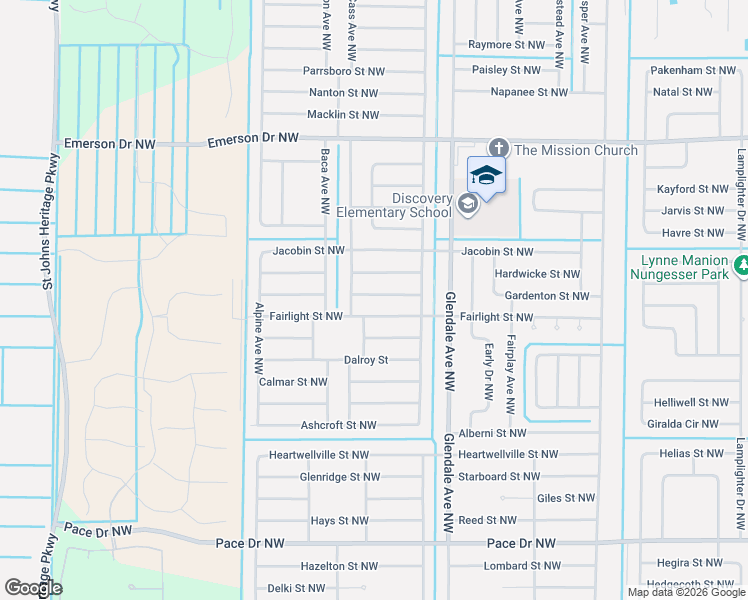 map of restaurants, bars, coffee shops, grocery stores, and more near 1770 Gagman Street Northwest in Palm Bay