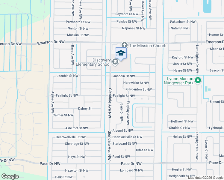 map of restaurants, bars, coffee shops, grocery stores, and more near 1121 Glendale Ave NW in Palm Bay