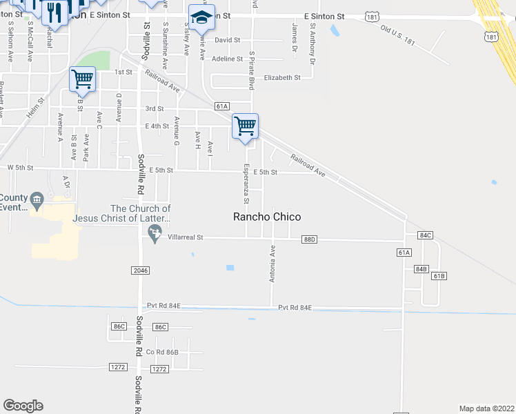 map of restaurants, bars, coffee shops, grocery stores, and more near in Rancho Chico