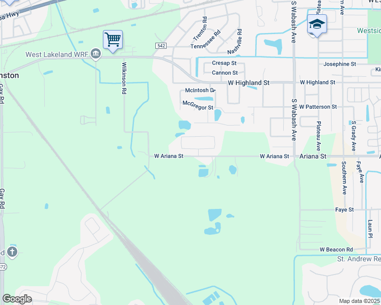 map of restaurants, bars, coffee shops, grocery stores, and more near 2622 Sea Oats Circle South in Lakeland
