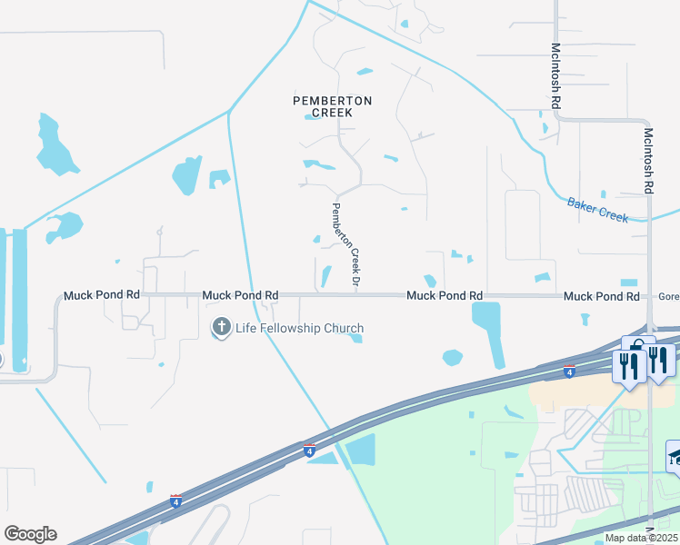 map of restaurants, bars, coffee shops, grocery stores, and more near 2504 Pemberton Creek Drive in Seffner