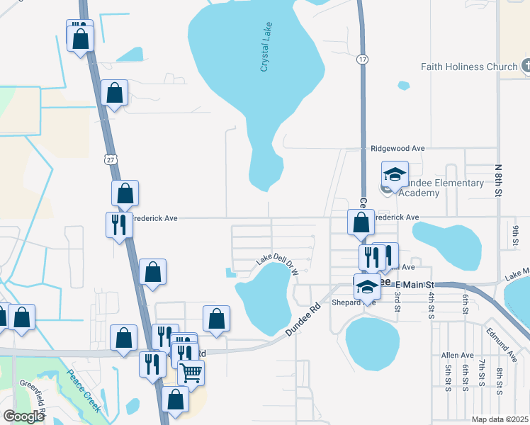 map of restaurants, bars, coffee shops, grocery stores, and more near 302 Frederick Avenue in Dundee