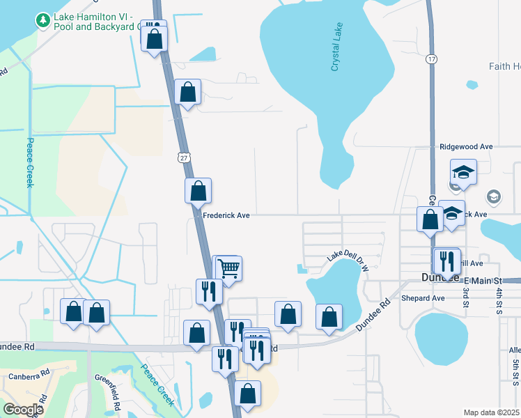 map of restaurants, bars, coffee shops, grocery stores, and more near 614 Frederick Avenue in Dundee