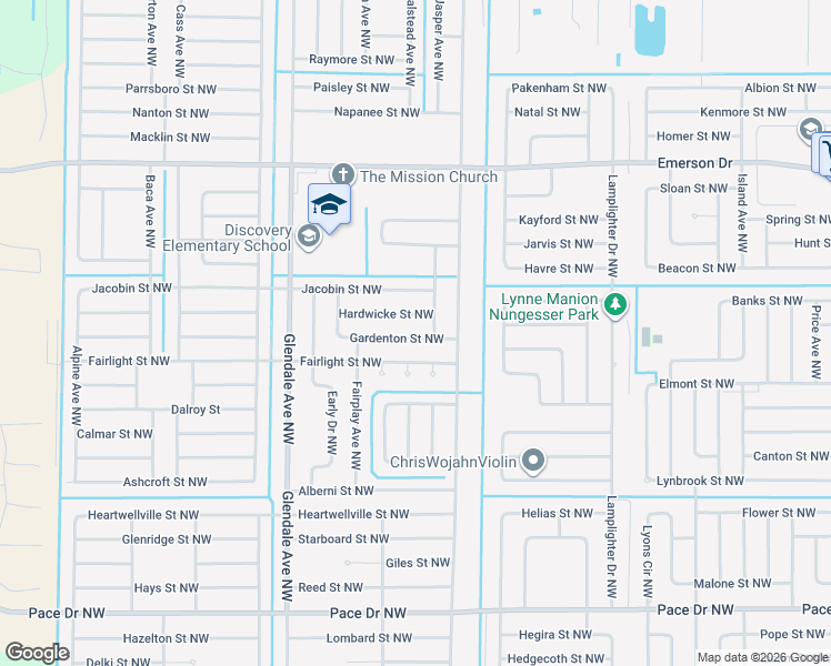 map of restaurants, bars, coffee shops, grocery stores, and more near 1520 Gardenton Street Northwest in Palm Bay