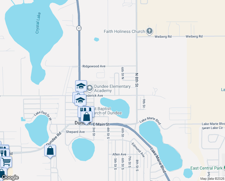 map of restaurants, bars, coffee shops, grocery stores, and more near 503 Frederick Avenue in Dundee