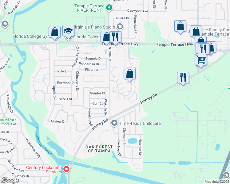map of restaurants, bars, coffee shops, grocery stores, and more near 8439 Laurelon Place in Tampa