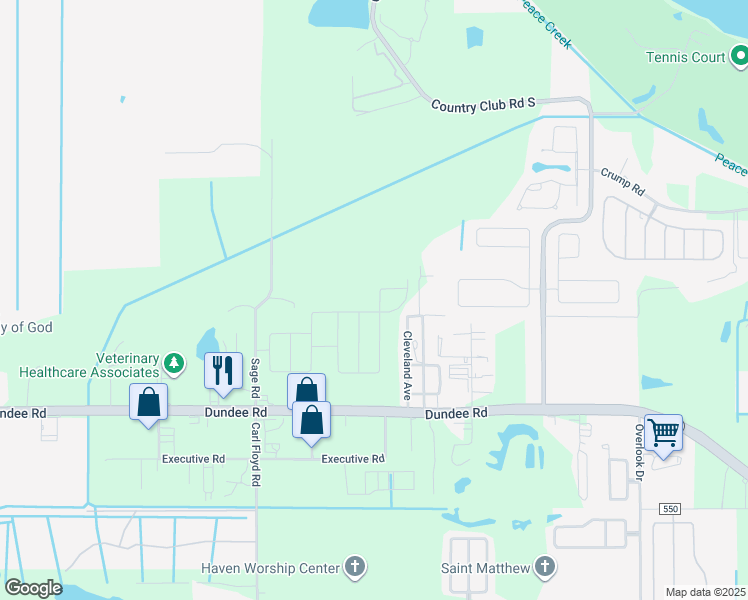map of restaurants, bars, coffee shops, grocery stores, and more near 215 Cleveland Avenue in Winter Haven