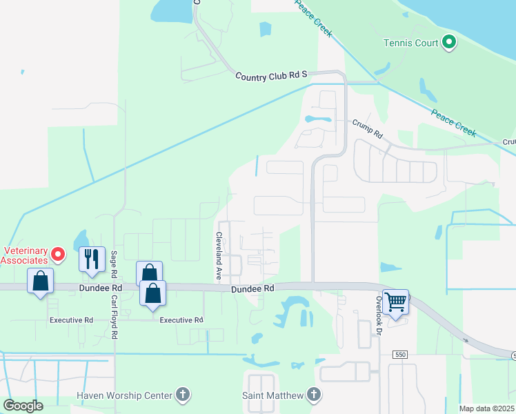 map of restaurants, bars, coffee shops, grocery stores, and more near 3770 Fieldstone Circle in Winter Haven