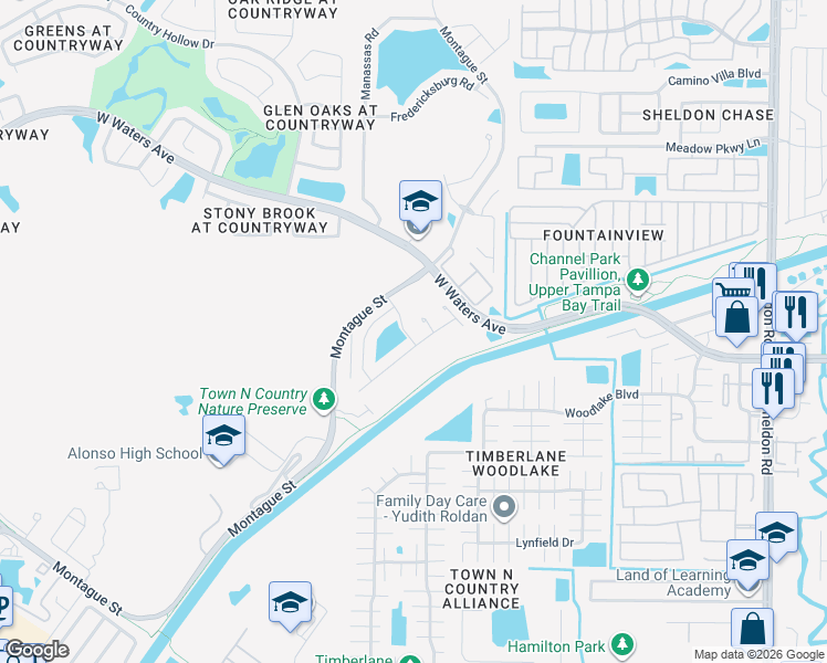map of restaurants, bars, coffee shops, grocery stores, and more near 8503 Bella Way in Tampa
